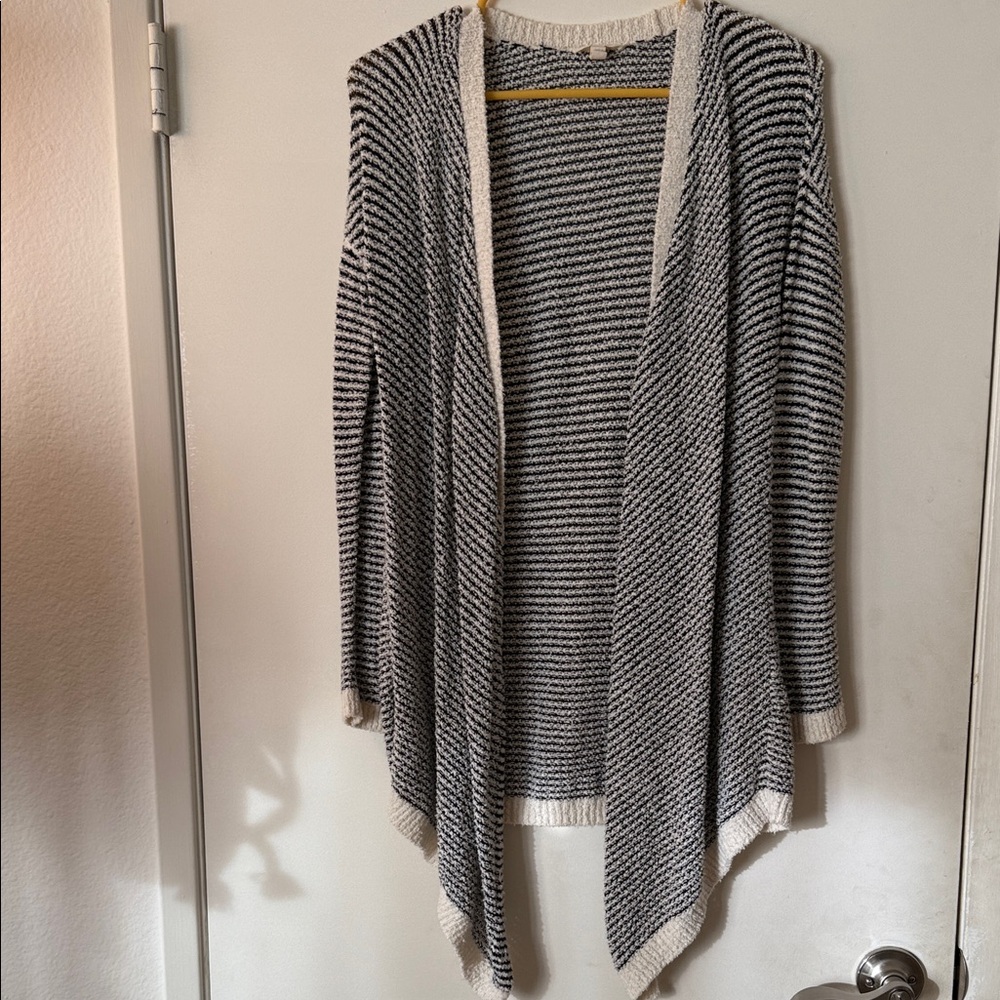 Eileen Fisher‎ Black and White Striped Cardigan 100% Organic Cotton